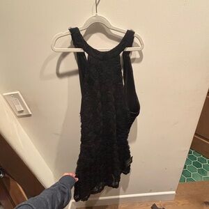 Lulu's Black Lace Jumpsuit with Flowing Legs